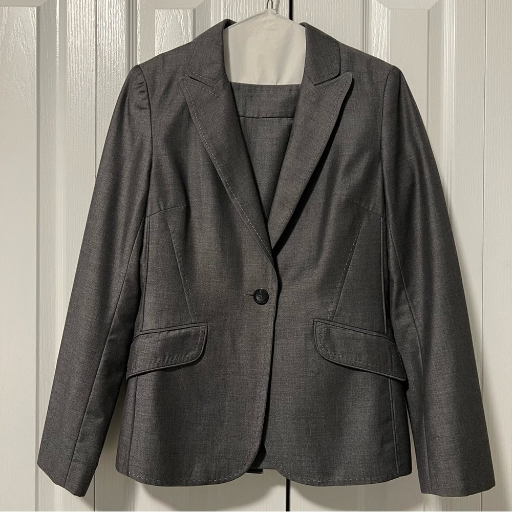 Charcoal Gray Calvin Klein Suit - Blazer + Skirt